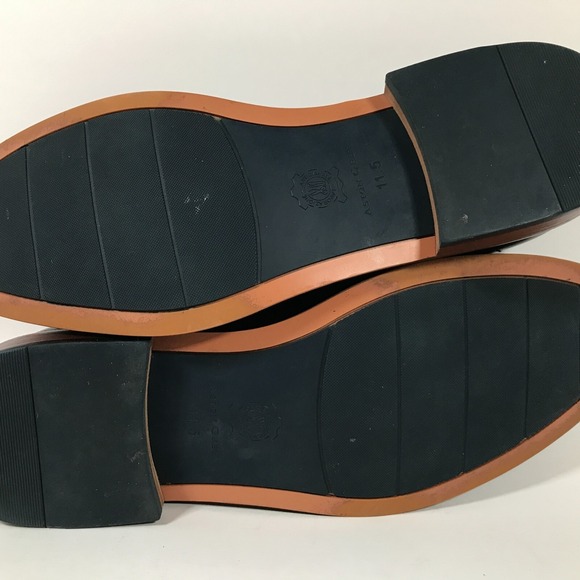 Aston Grey Salkin Black Leather Loafers Mens 11.5 Moc Toe Slip On Dress Shoes - Picture 7 of 16